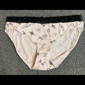 Victorias Secret Cotton Stretch Brief Panties Black Pink Perfume Lace Medium